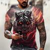 Lion Wolf Graphic T Shirts for Men Cool Designs 3D Fierce Tiger Printed T-Shirt Womens Clothing Streetwear Funny Kids Tee Shirts