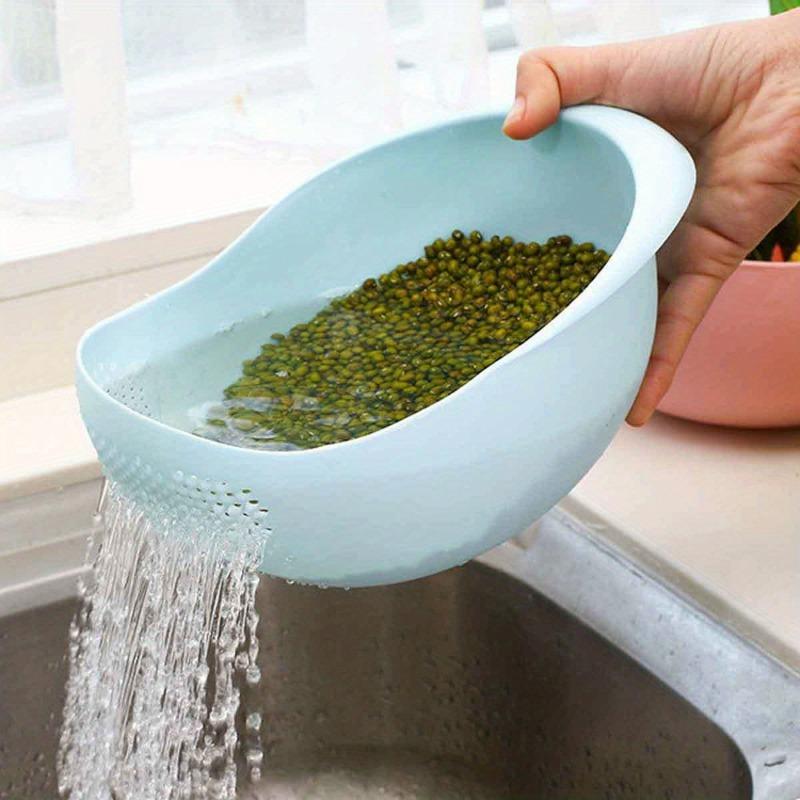 1pc rice panning machine vegetable and fruit basket drain and wash vegetable basket household kitchen rice washing sieve 2