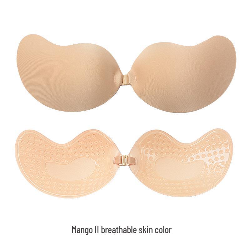 Mango Seamless Silicone Push-Up Strapless Bra with Front Buckle and Nipple Covers