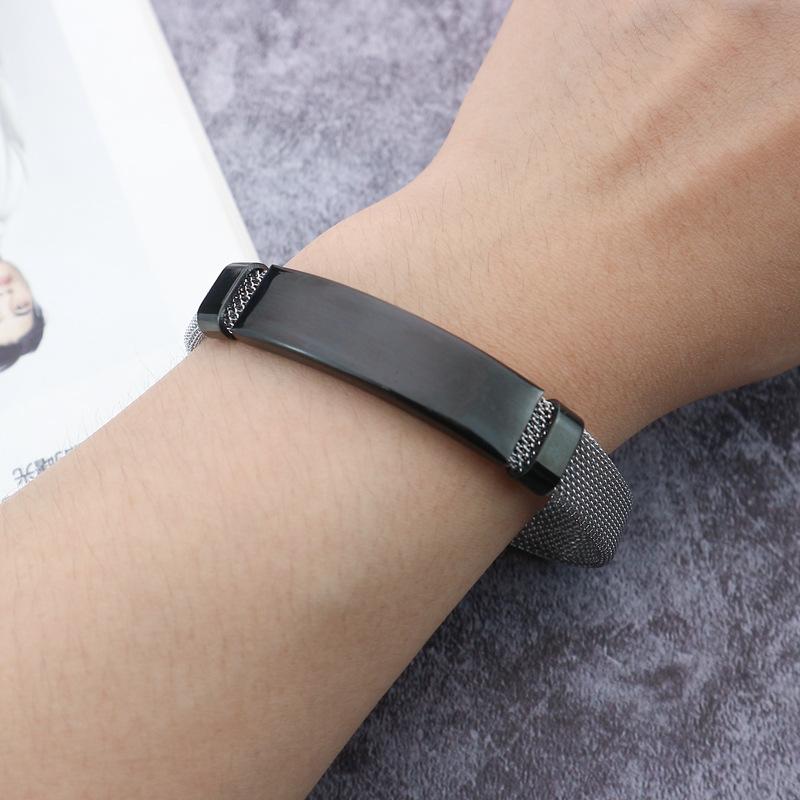 Punk Custom Name Engrave Logo Net Bracelets For Women Trendy Stainless Steal Bracelet Men Charms Friendship Jewelry Valentine