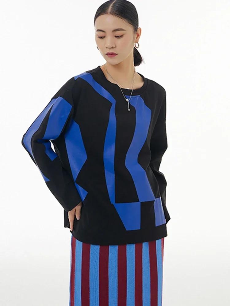 Xitao Lässiges Langarm-T-Shirt für Damen, lockeres Oberteil, HQQ1988