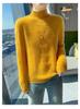 2024 Women's Autumn/Winter Wool Sweater - Solid Color, Thick Knit, Half-High Collar, Long Sleeve, Cable Knit Base Layer