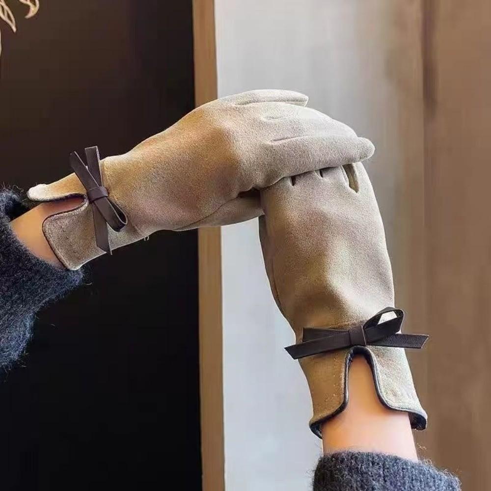 Thickened Plush Winter Driving Gloves Touch Screen Compatible Women Fleece Gloves Outdoor Wear