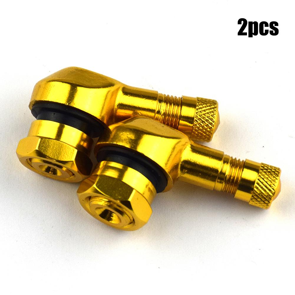 2PCS CNC Motorcycle 90 Degree Angle Wheel Tire Stem Tubeless Valve Aluminum Easy To Fill And Easy To Use To Check Tire Pressure.