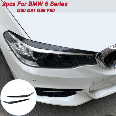 Sourcils de phares noirs brillants, 2 pièces, pour BMW série 5 G30 G31 G38 F90 M5 525I 530I 540I 2017, plastique ABS
