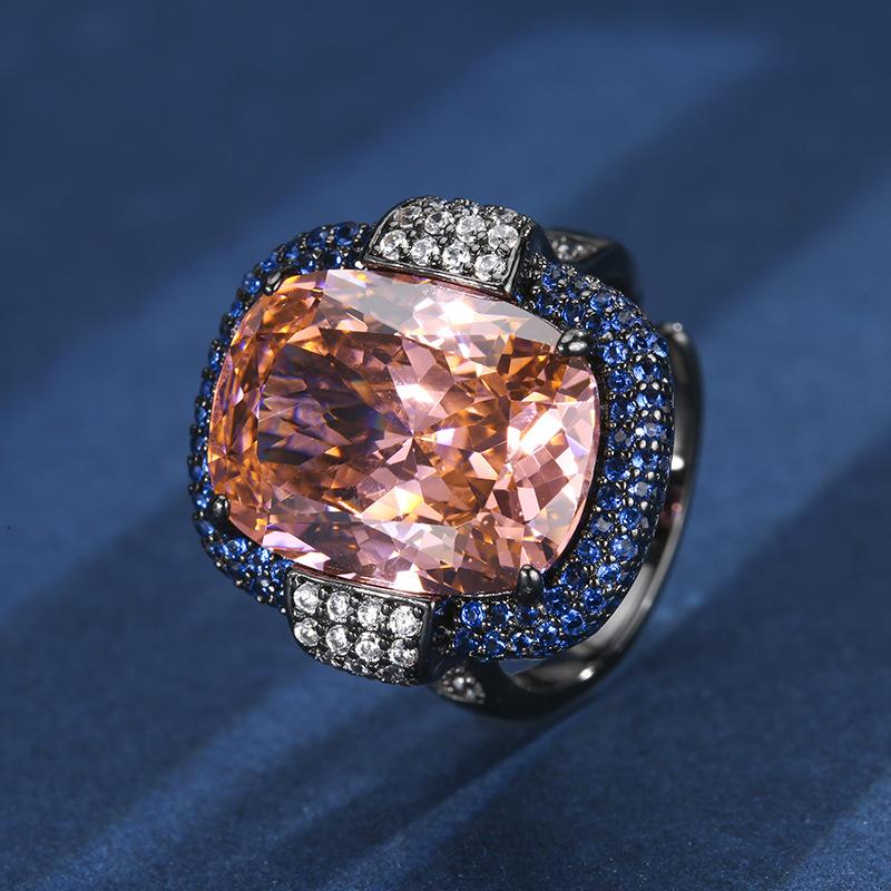 Schmuck Kupferboden Vergoldet Simulation Trockenrose Schwarzgold Persönlichkeitsring Weiblich 12 * 16