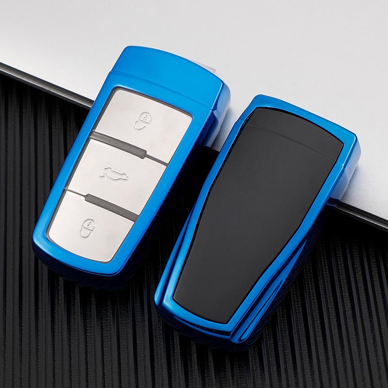 Compatible Volkswagen CC 21 Key Case for One-Button Start - Fits Magotan B7, New B8, and R36 Models (Female Design).
