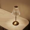 Modern LED Crystal Table Lamp with Touch Control - Tri-Tone Lighting, Wrought Iron Base, Rechargeable Battery