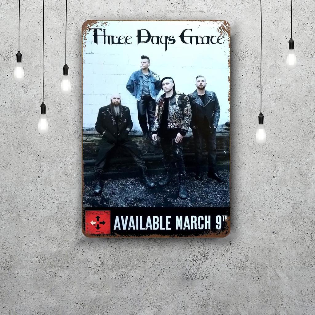 Three days grace band Dekoration Poster Vintage Blechschild Metallschild Dekorative Plakette für Kneipe Bar Man Cave Club Wanddekoration