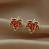 Fashion Red Maple Leaf Earrings For Women Metal Jewelry Gift Earrings