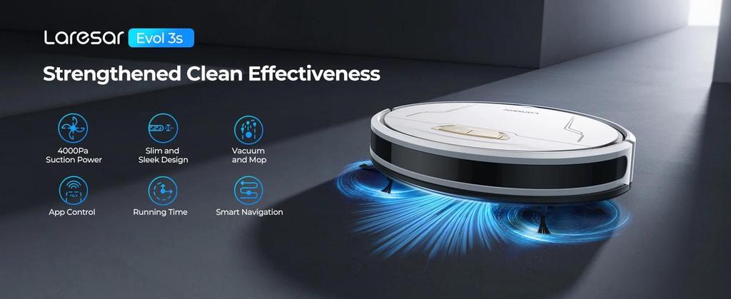 Robot Vacuum 4000Pa Suction with App Remote and Voice Control with Gyroscope Navigation Smart Sweeping Robot for Home Cleaning