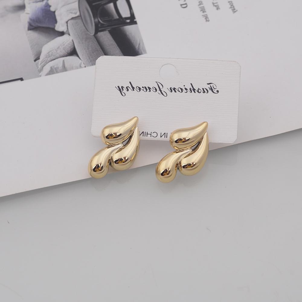 Irregular Three Waterdrop Geometry Gold Color Smooth CCB Drop Earrings for Women Minimalism Hyperbole Fashion Party Jewelry