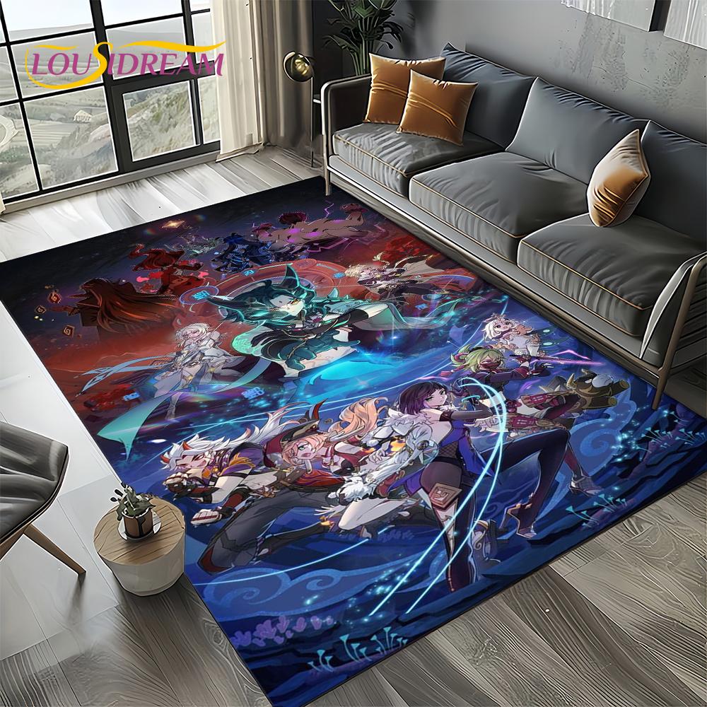 2025 New Cartoon Genshin Impact Character Solo Game Carpet Rug for Living Room Bedroom Home Sofa Decoration,Non-slip Floor Mat