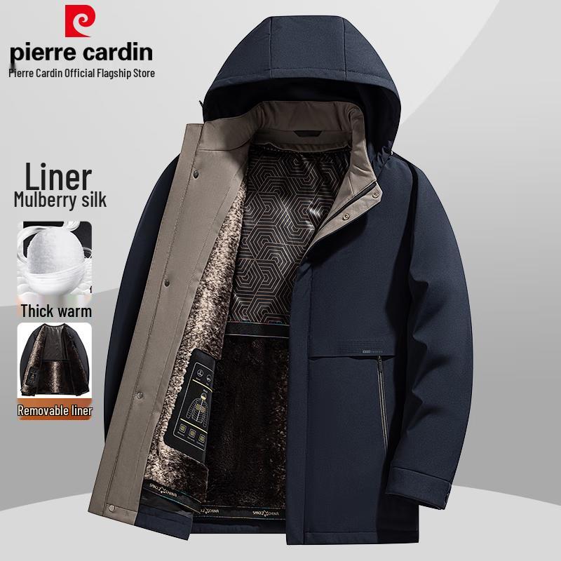 

Pierre Cardin Men s Silk-Blend Detachable Hood Padded Jacket 4XL