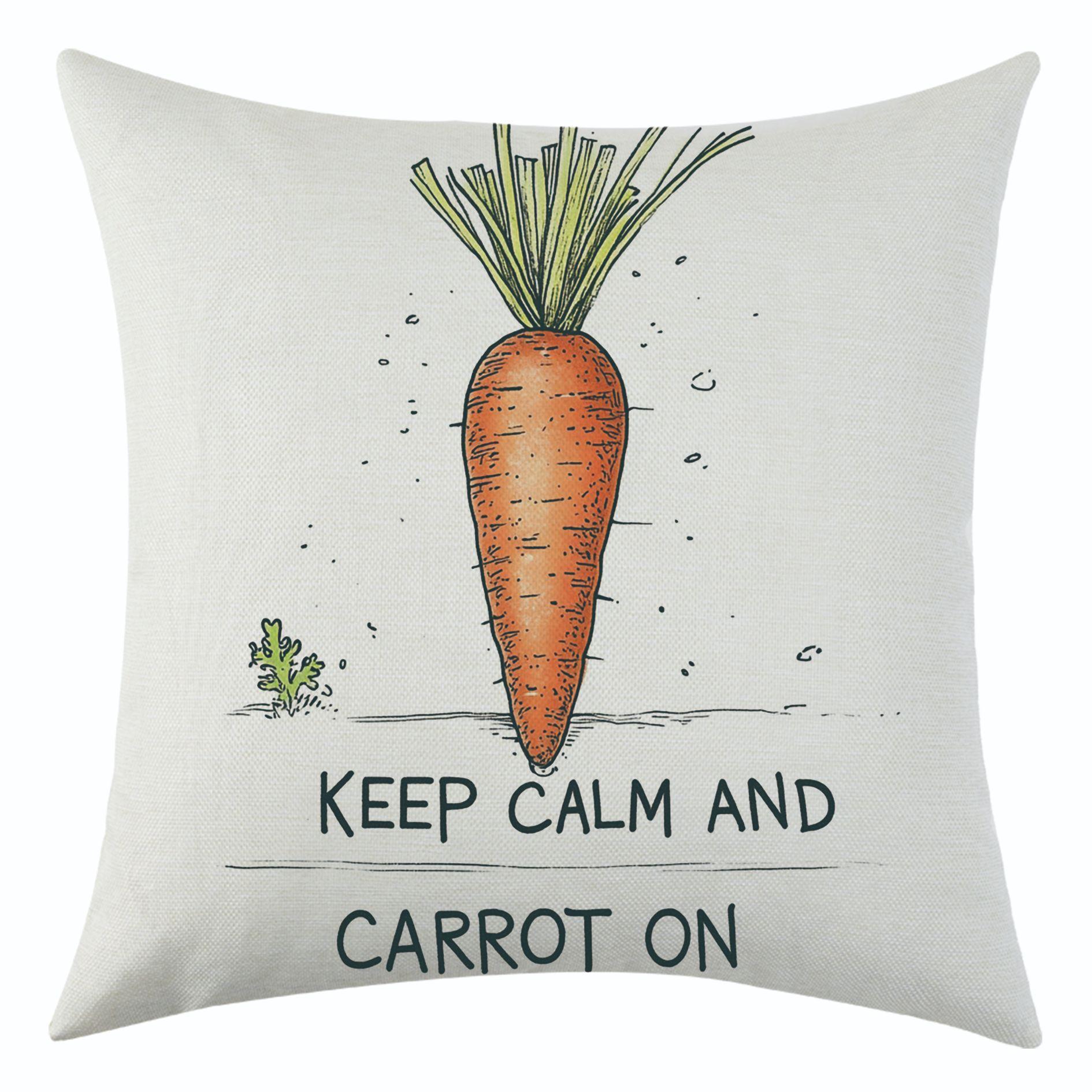 

New Cartoon Carrot Linen Pillowcase for Holiday Decoration, Car Sofa Cushion Cover 45 * 45 separate pillow cover