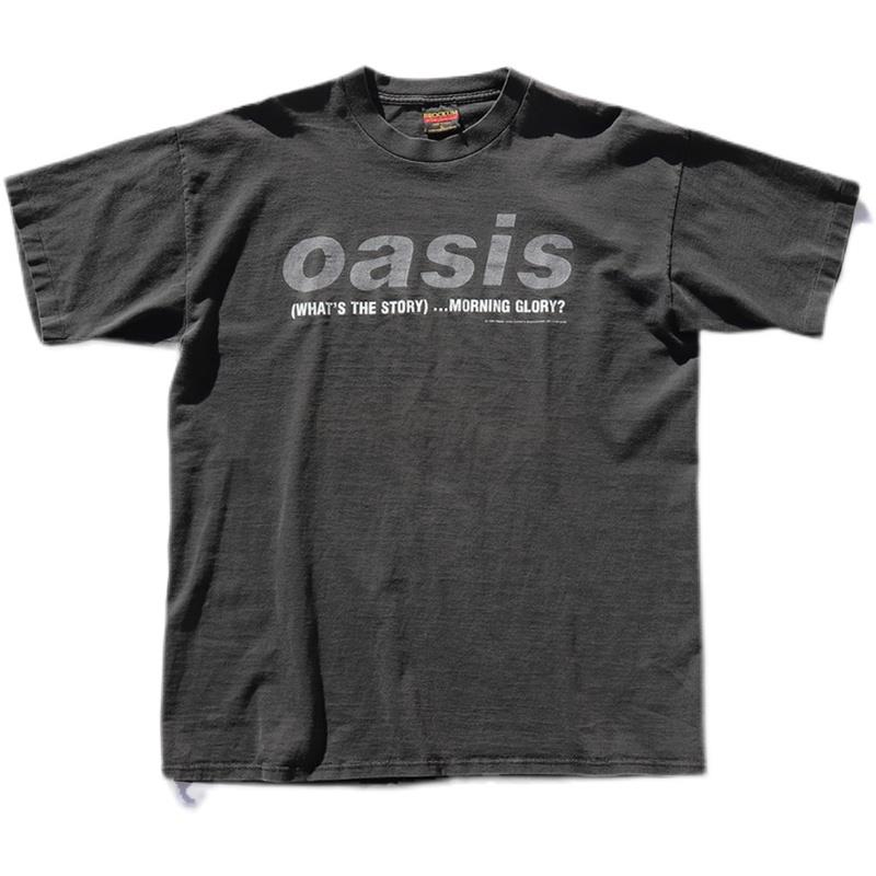 Summer New Oasis Band Men Harbor Style Heavy Cotton Oversize High Street Casual Loose Short Sleeve T-shirt Unisex Autumn Winter