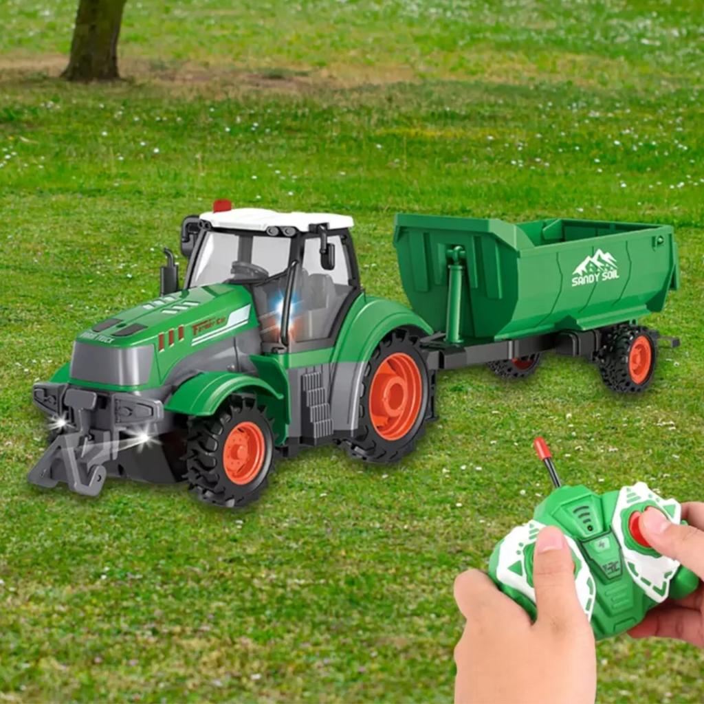 Traktor Z Przyczepą Zdalnie Sterowany Akumulator Ładowarka Zwierzęta Rc
