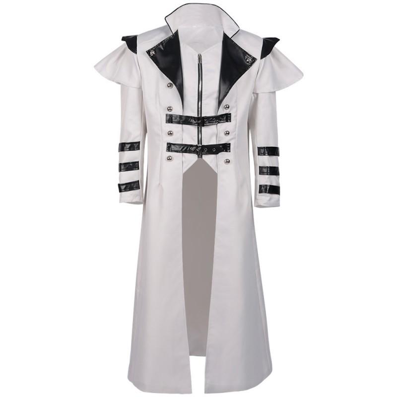 Medieval Gothic Long Coat With Zipper Side Slit Halloween Costume Cosplay Noble Banquet Outfit Unisex