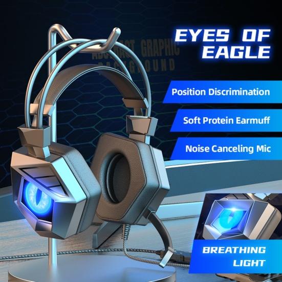 Soyto SY-G15 Casque Filaire Haute Fidélité Réduction de Bruit avec Lumière Respirante Cool 3,5 mm USB Casque Gaming Stéréo pour Ordinateur