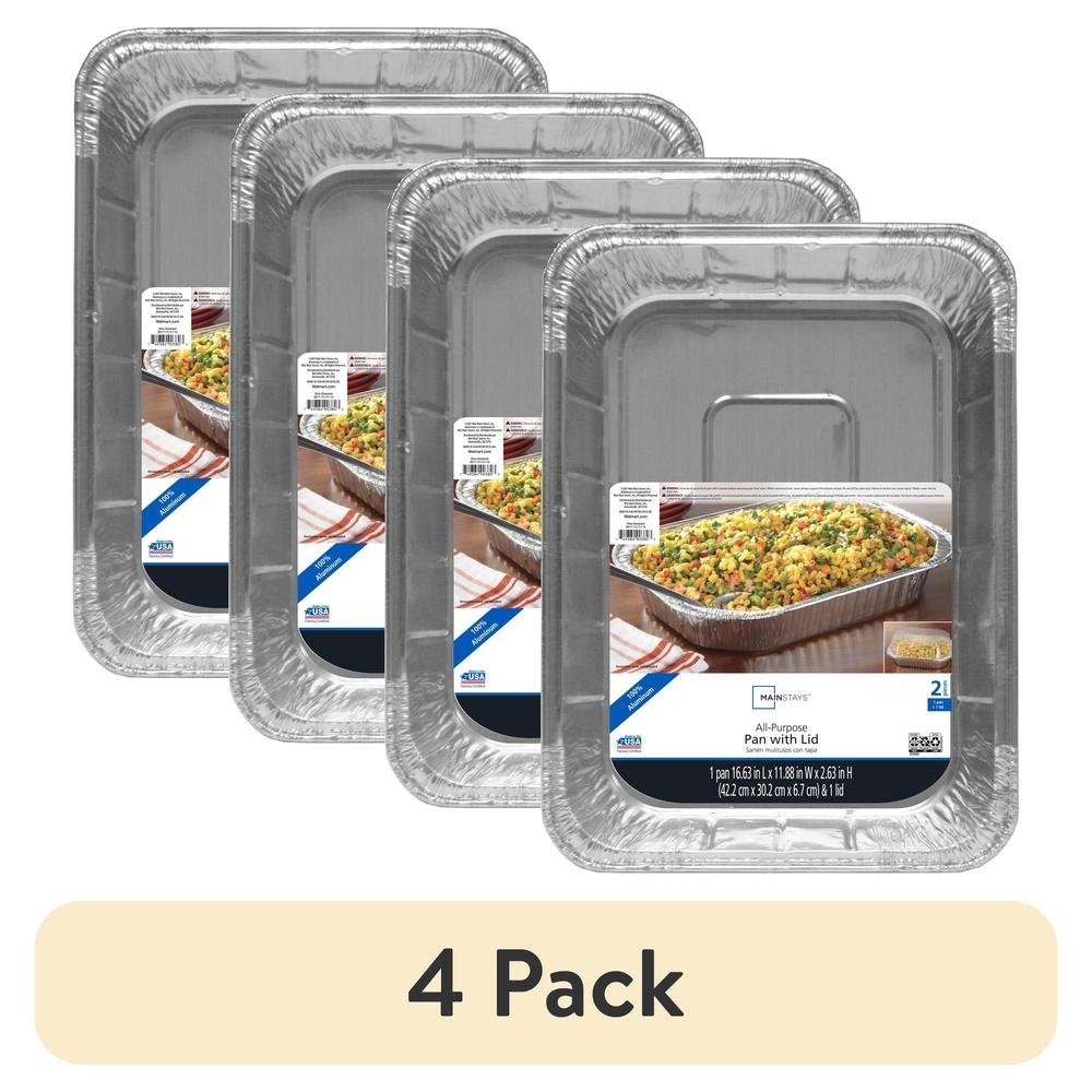 

4 Pack Aluminum Foil Baking Pans with Snap-on Lid Easy Storage Cooking Casseroles Lasagna Picnic Party Eco-Friendly Cleanup United States