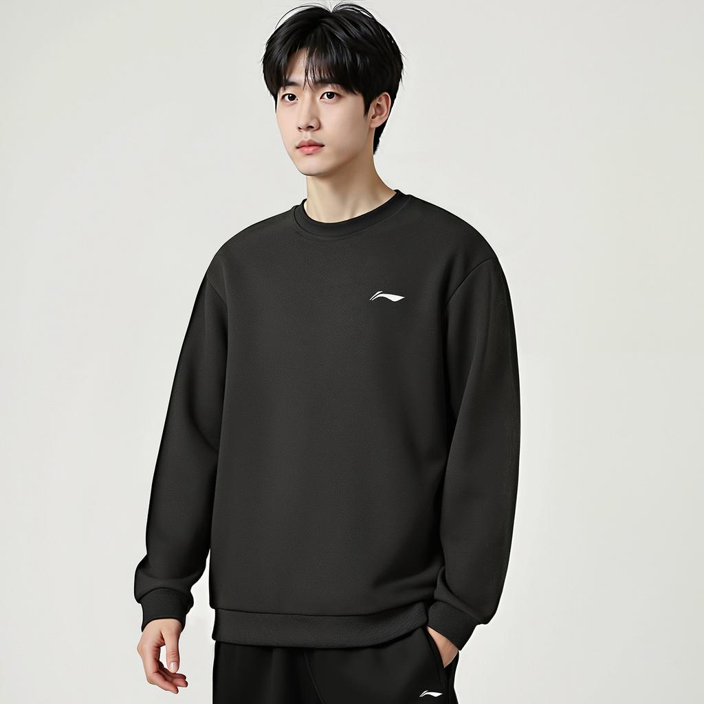 Li-Ning Casual Versatile Simple Round Neck Letter Print Loose Comfortable Sweatshirt Unisex sweatshirt AWDVG81-5