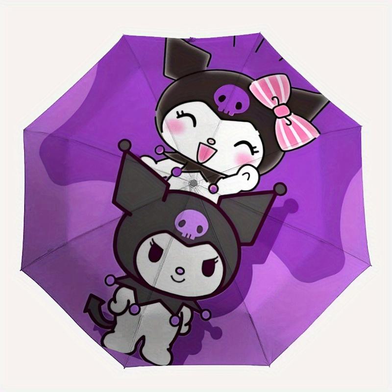

Автоматический складной ветрозащитный зонт Kuromi Sanrio с прочным железным каркасом, портативный компактный дорожный зонт для всесезонного использования, вечеринок 0807074