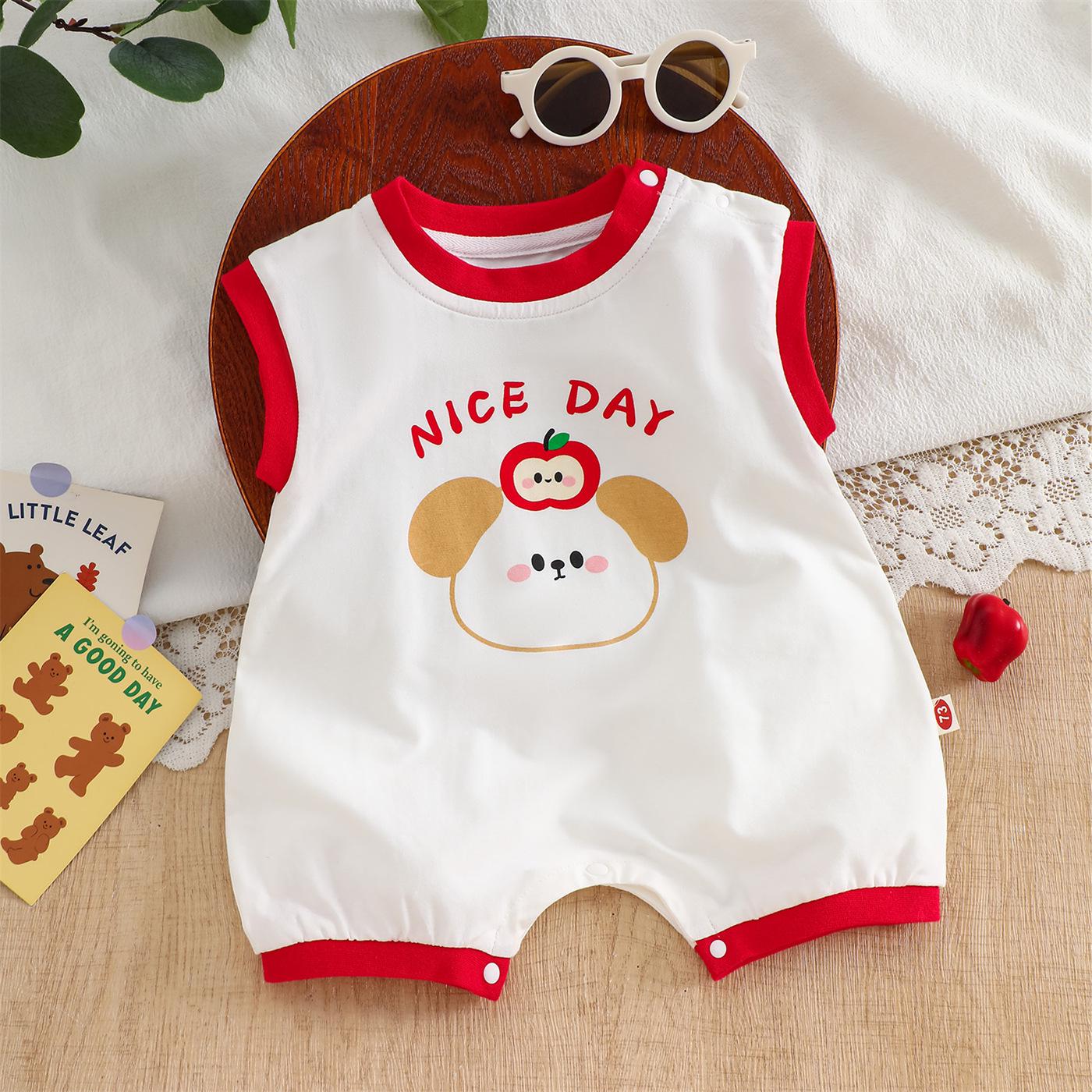 Unisex Baby Apple Cartoon Sleeveless Romper - Super Cute Summer Bodysuit 66 cm белый