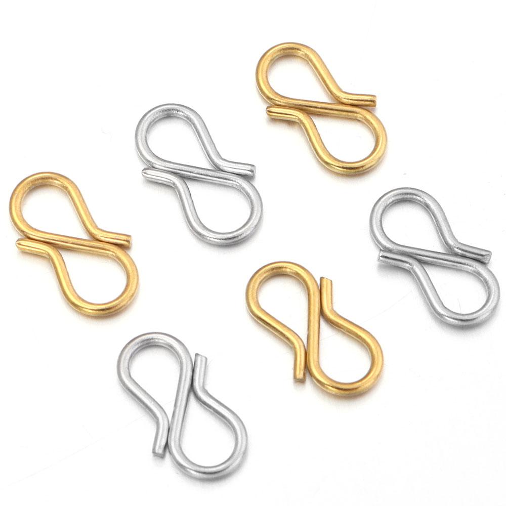 30Pcs Stainless Steel Letter S End Clasps Hooks 7X13mm Bracelet Necklace Chain Connectors Buckle For Jewelry Making Accessories
