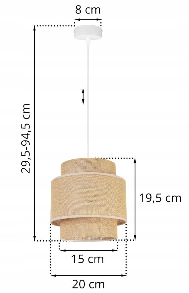 Hanging Lamp, Ceiling Chandelier, Lampshade, Boho Juta