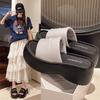 Retro Black One-word Thick-soled Slippers Women's Summer Wear 2025 New Heightened Anti-skid Shit Sandals
