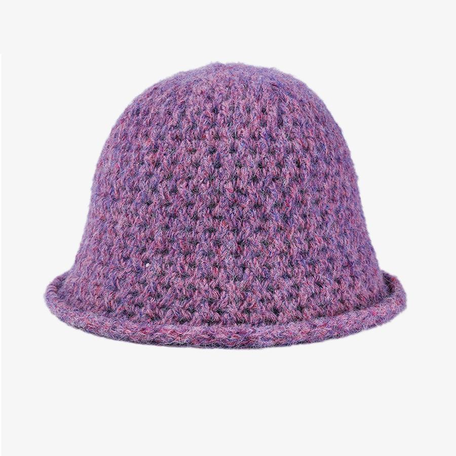 Autumn Winter Knitted Bucket Hat Women's Curling Imitation Hand Hook Hollow Fisherman Hat Warm Ear Protection Basin Hat