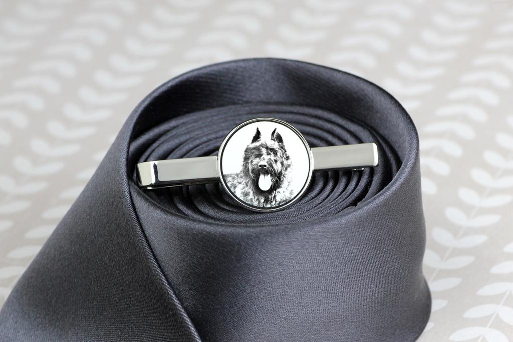 Bouvier des Flandres, Flanders Cattle Dog - tie clip with a dog, personalized tie clip, a unique gift for a man from the Art-Dog brand