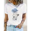 T-shirt Grafica Taglia Europea, Manica Corta Girocollo Top Casual per Estate e Primavera, Abbigliamento Donna