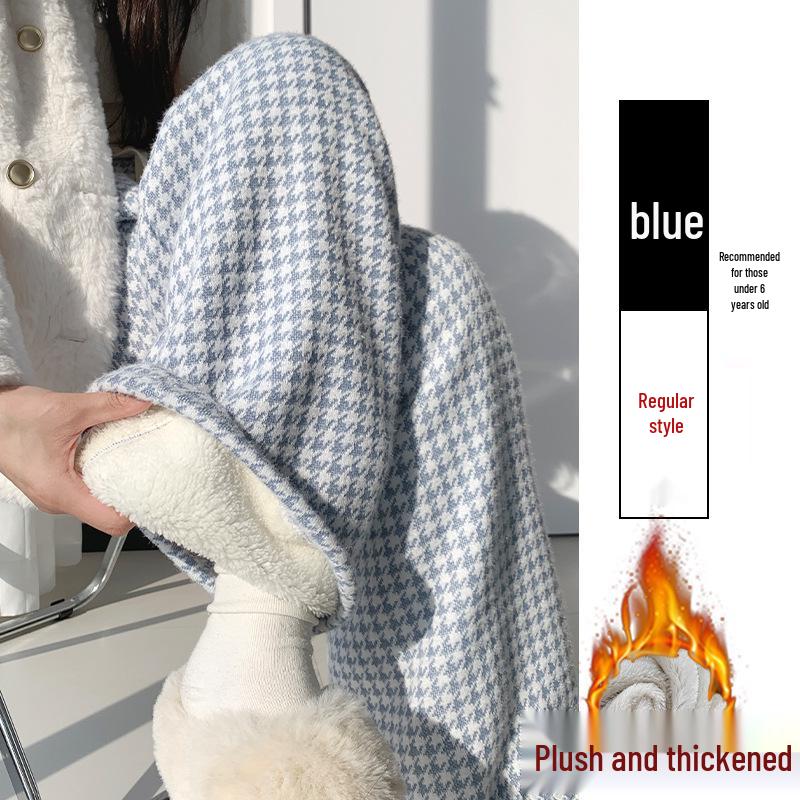 

Women s Winter High Waist Thick Wool Houndstooth Straight-Leg Pants Extra Large