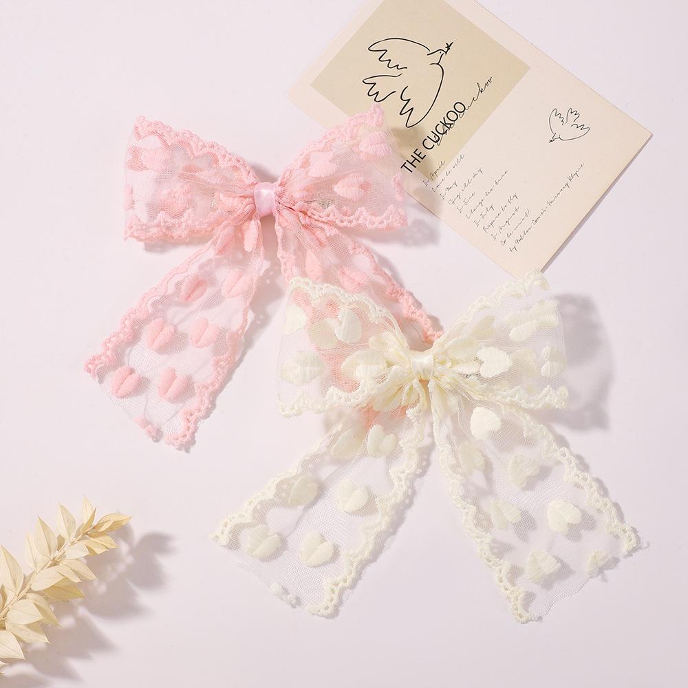 Children'S Embroidery Mesh Lace Bow Princess Hairpin Fabric Hair Accessories Girls Headgear 4459
