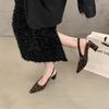 Niche leopard print sandals 2025 women's shoes with skirts summer new thick heel bag head pointed empty high heel single shoes