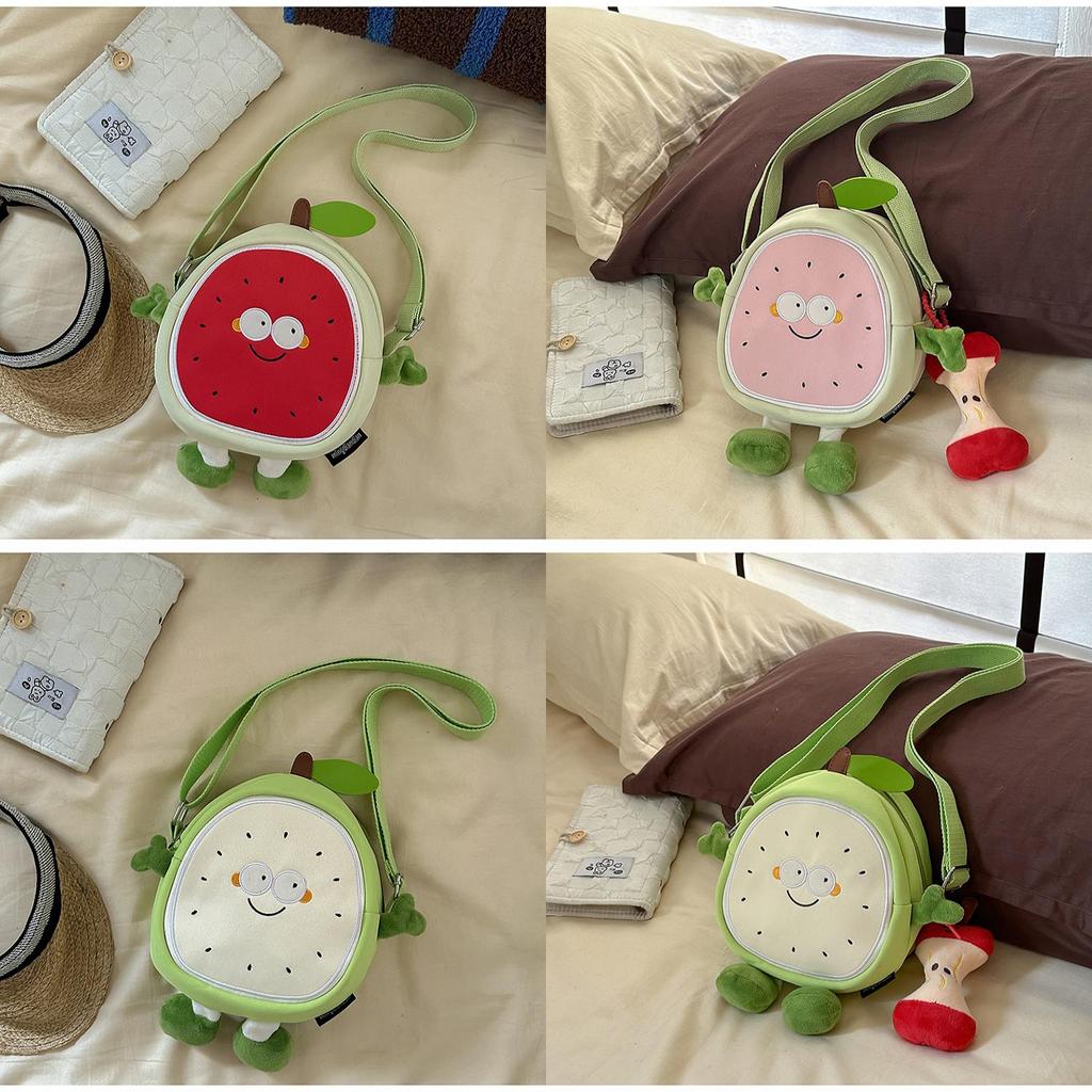 Nylon Watermelon Crossbody Bag For Casual Wear With Zipper Closure And Inner Pocket
