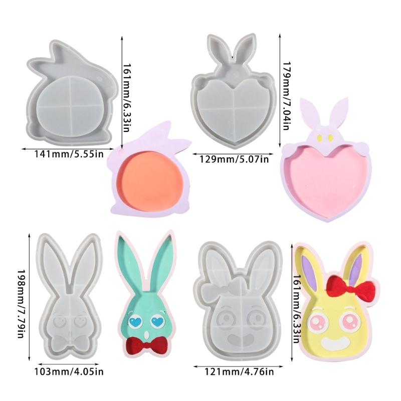 Flexible Sturdy Silicone Epoxy Resin Castes Mold Rabbits Shaped Tray Dishes Molds for Craft and Home Decoration