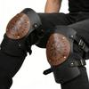Medieval Knee Armors Nordic Vikinges Knee Brace Leather Embossed Knee Pads Knightes Leg Guards for Halloween Cosplay