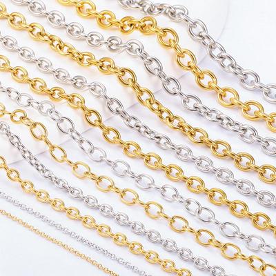 Gold Stainless Steel Oval Link Chain for Jewelry Making - Necklace & Bracelet Accessories