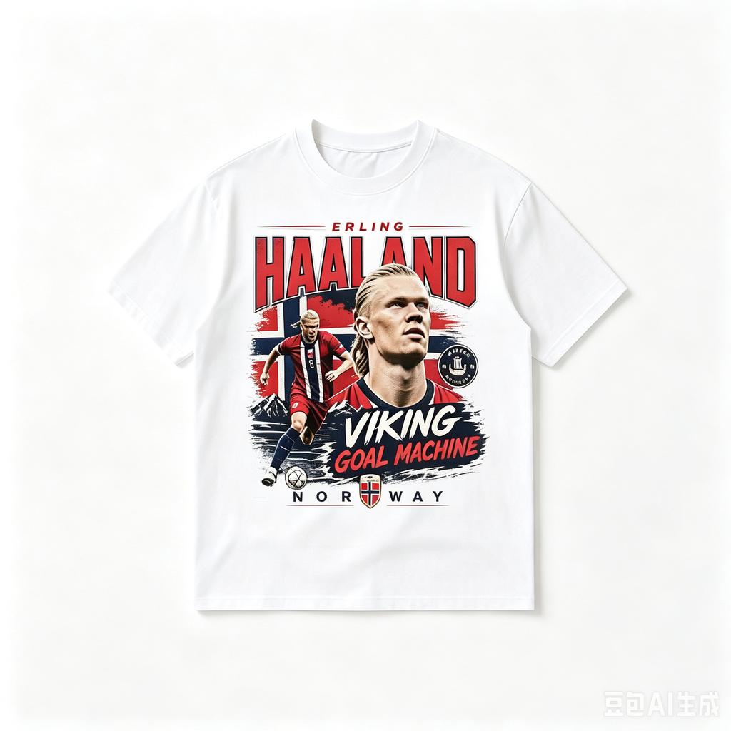 Erling Haaland Norvegia Calcio Ritratto Retro Stampa Maglietta in Cotone Unisex Uomo Donna Bambini Streetwear Casual Manica Corta Top