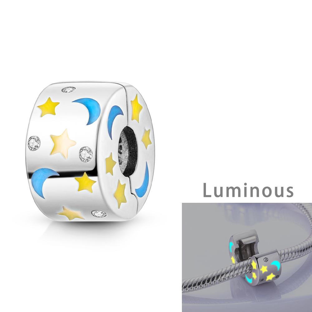 Silver Plated Star Moon Charms Beads for DIY Bracelet Pendant Dangle Women Fine Jewelry Gift