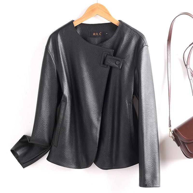 Womens Genuine Lamb Leather Short Blazer
