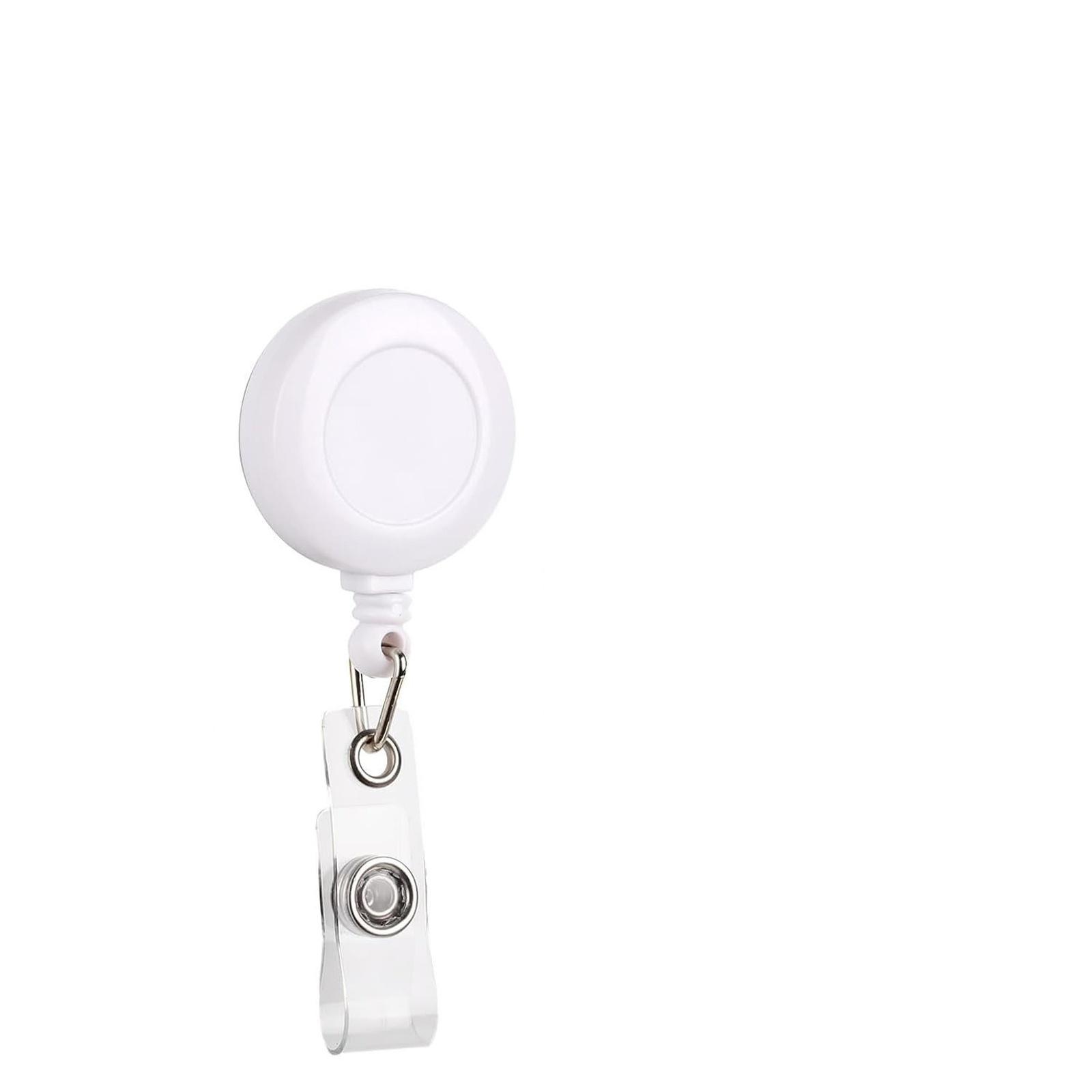 Badge Reel Retractable Clip with Clear Vinyl Strap for ID Card Holder Office Nurse Teacher Work Badge Reel with Durable Clip and Smooth Retraction one size белый