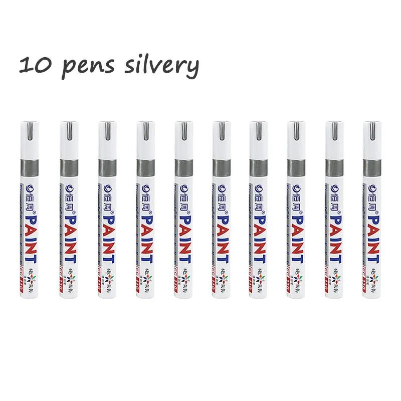 

10 шт. Перманентные маркеры, Набор красок-маркеров из 12 цветов, Белый, Черный, Синий, Красный, Оранжевый, Зеленый, Голубой, Розовый, Фиолетовый, Кофе