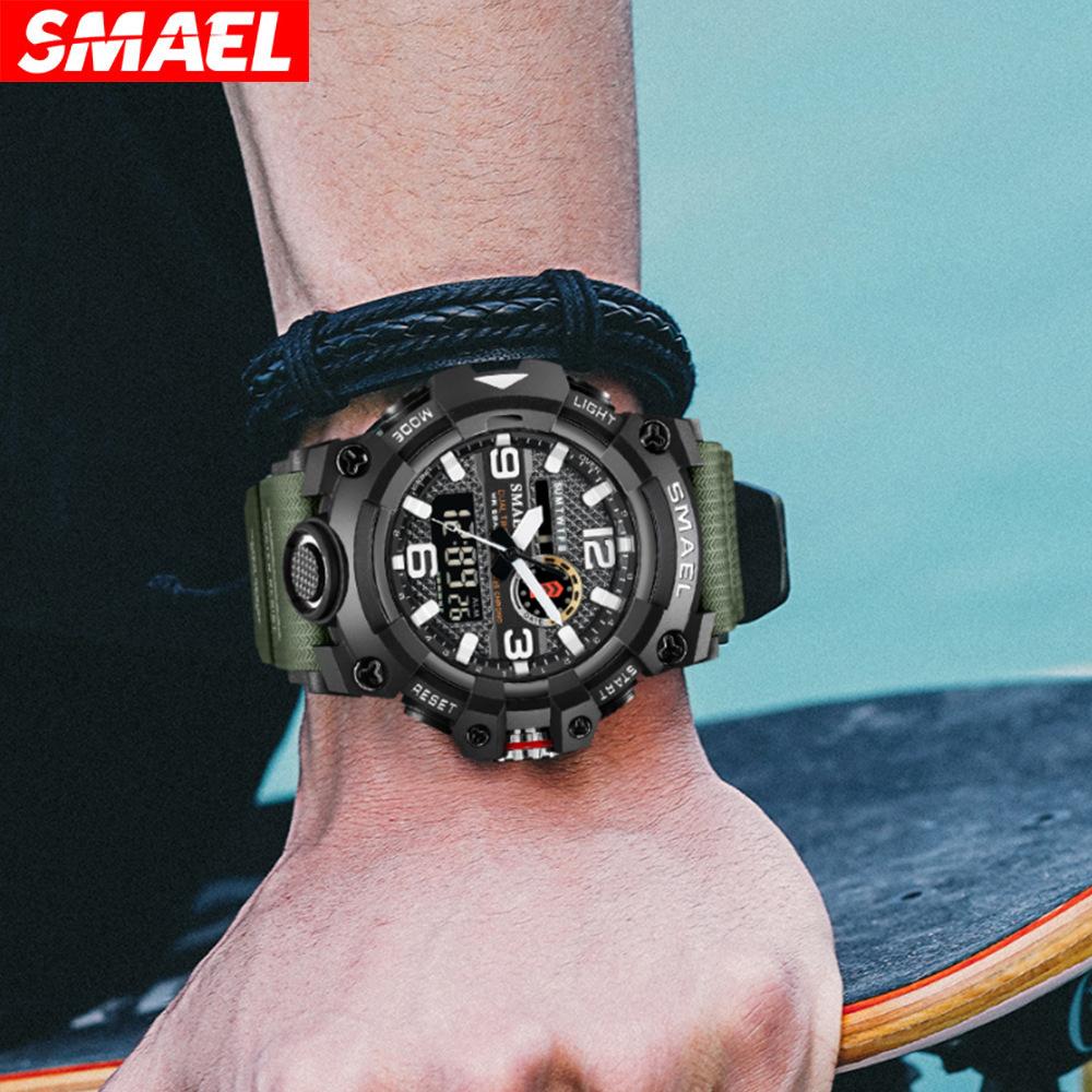 Ceas multifuncțional pentru bărbați SMAEL Tactical Ceas electronic digital, rezistent la apă, care strălucește în întuneric