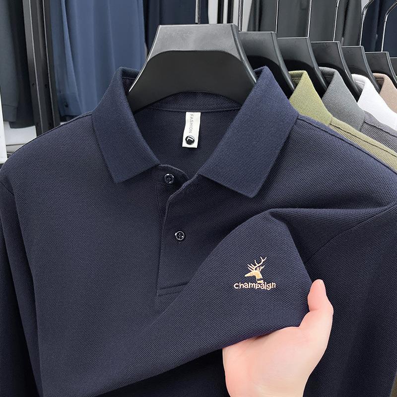 Autumn Embroidered Polo Shirt Long Sleeve Men s Business Casual Breathable Lapel Collar T-Shirt M