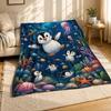 Penguins Underwater Sea Life Coral Fleece Blanket