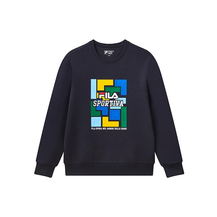 FILA Sweatshirts Men s Legend Blue Crew Neck Moderate Regular F11M118258F-NV L