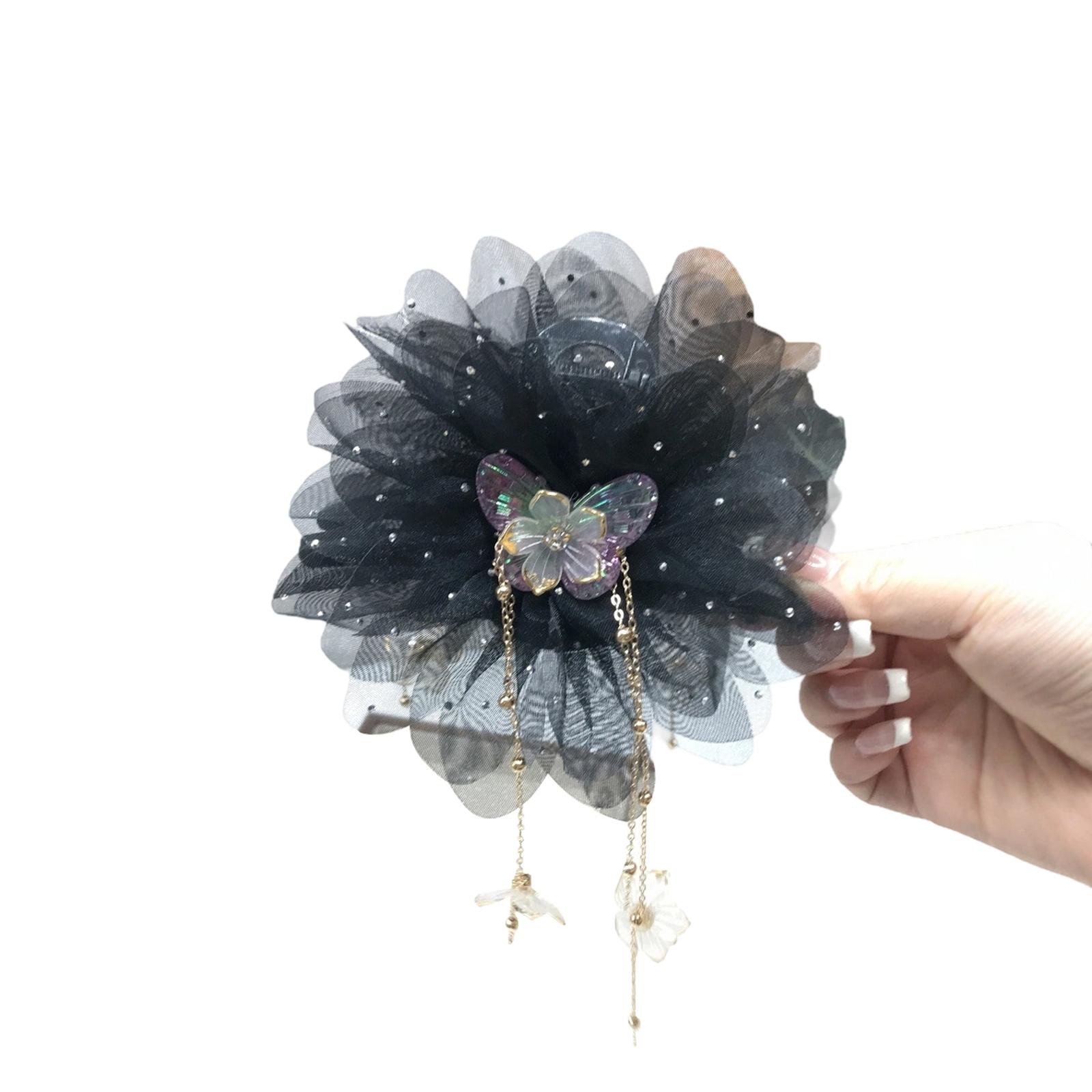 

Fashionable Fabric Hair Claw Clip Breathable Mesh Petal Design Strong Hold Hair Accessory For Long Hair Styling чёрный